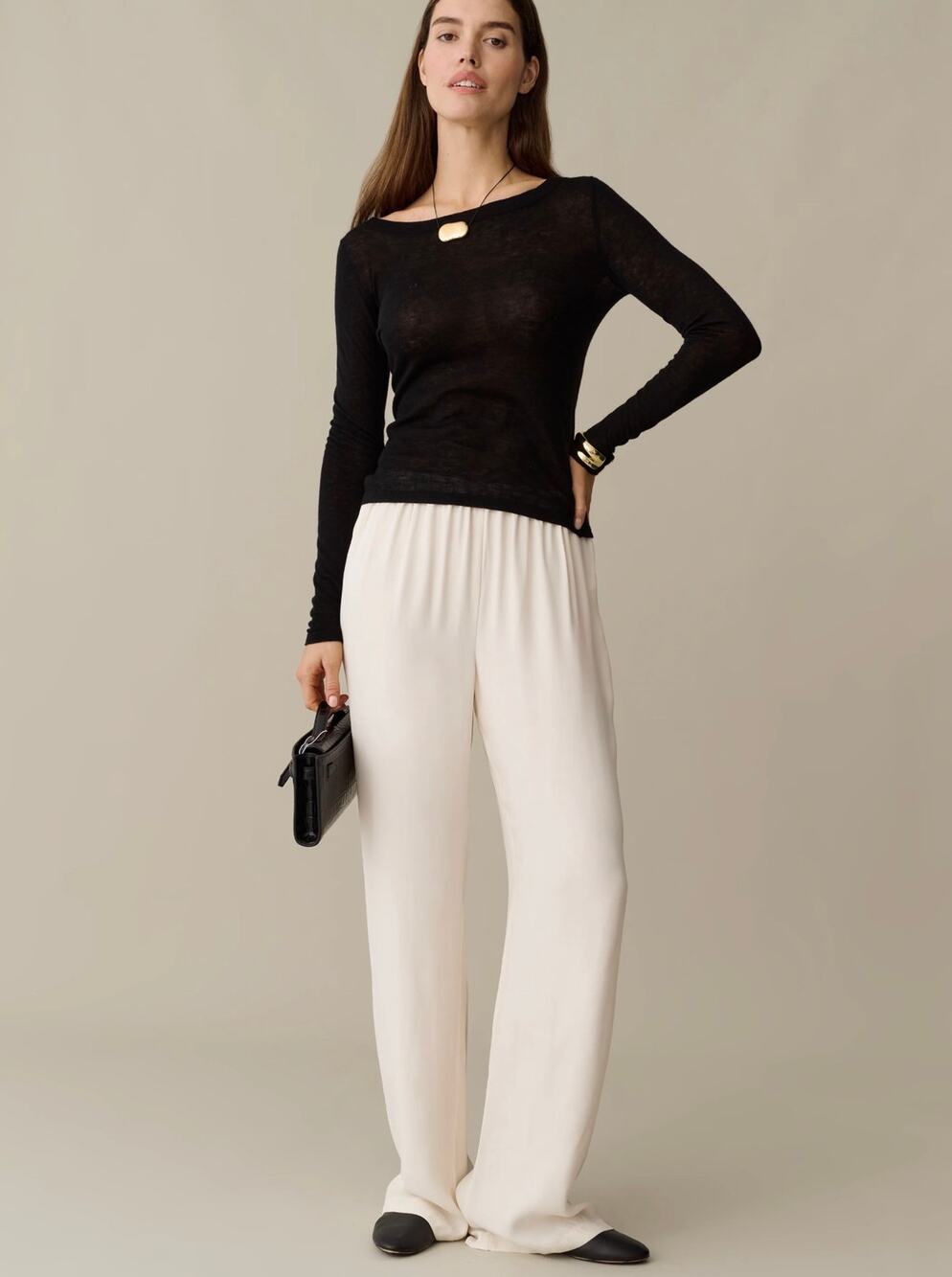 New $122 Caara Ivanna ivory satin pants sz M